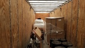 Semi-trailer filled with parts
