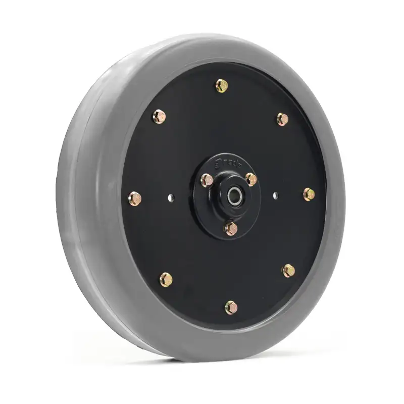 Steel hub gauge wheel with urethane tire